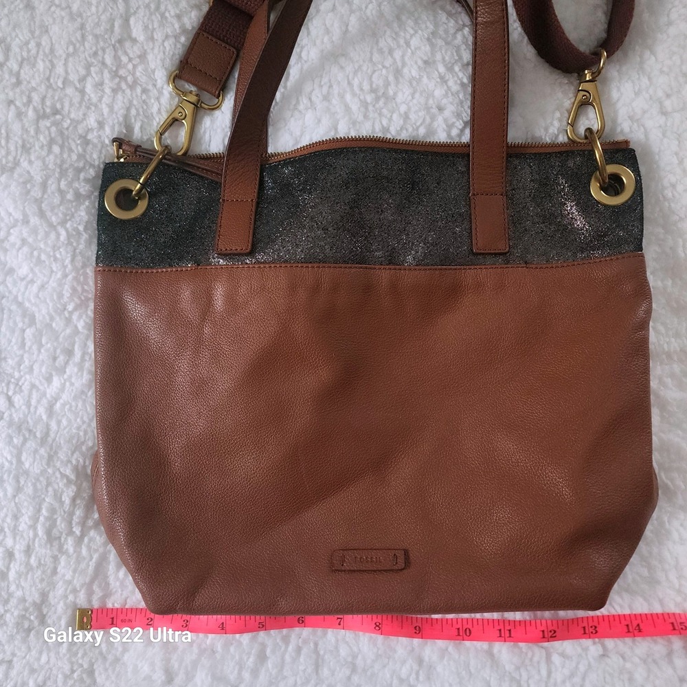 Fossil Keely crossbody tote bag in brown Leather Adjustable Strap - Picture 13 of 16